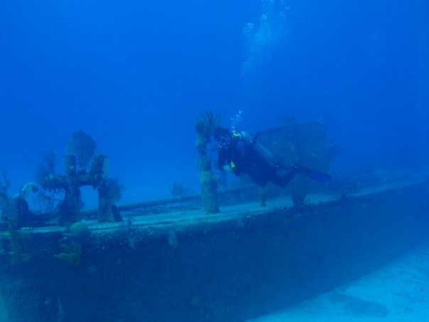 Diver exploring the Whiskey Wreck