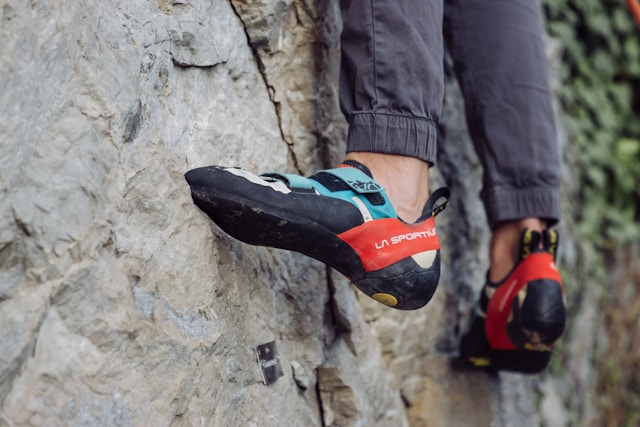 a pair of climbing shoes