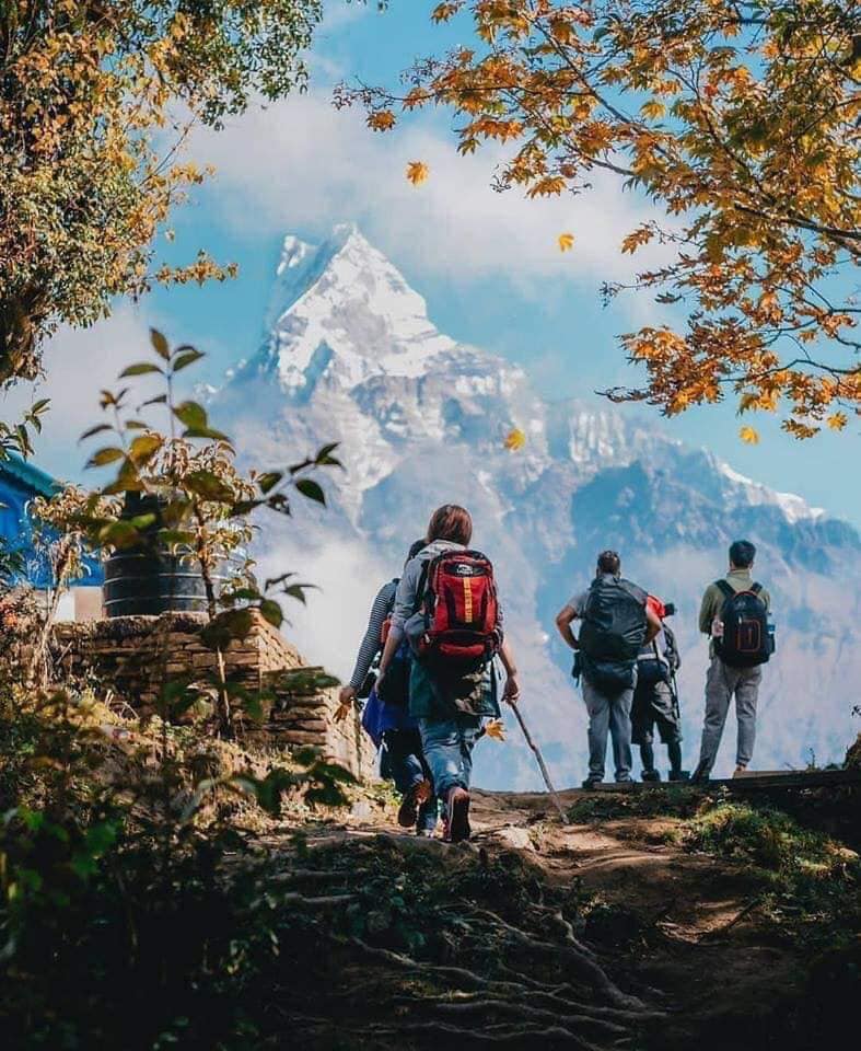 A view of people hiking