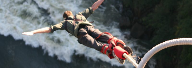 A picture of a man doing bunjee jumping